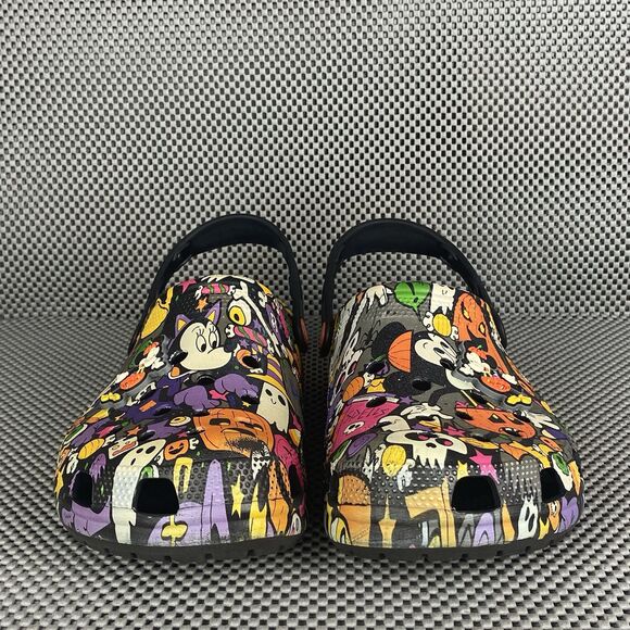 Disney Mickey Halloween Print Adult Clogs Mens 9 Womens Black Slip On Shoes - Picture 7 of 10